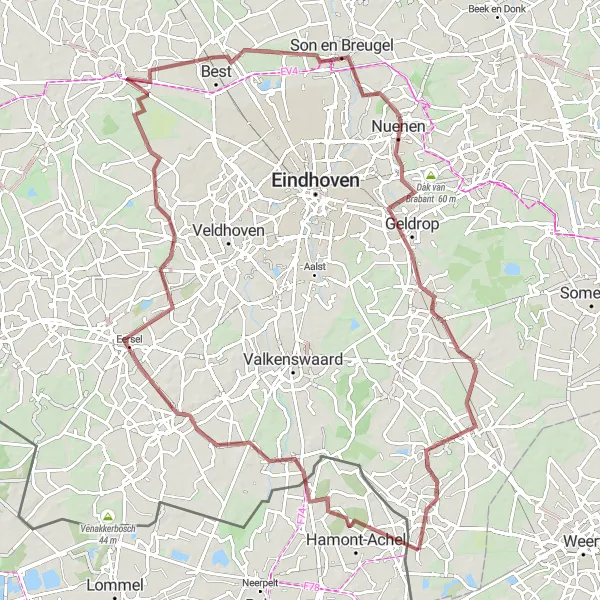 Map miniature of "Exploring the Countryside" cycling inspiration in Noord-Brabant, Netherlands. Generated by Tarmacs.app cycling route planner