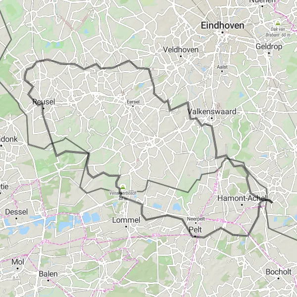 Map miniature of "Budel-Schoot and Beyond" cycling inspiration in Noord-Brabant, Netherlands. Generated by Tarmacs.app cycling route planner