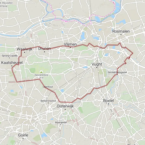 Map miniature of "Enchanting Gravel Ride through Esch and Udenhout" cycling inspiration in Noord-Brabant, Netherlands. Generated by Tarmacs.app cycling route planner