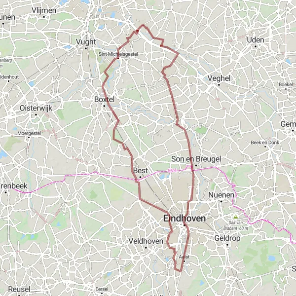Miniatuurkaart van de fietsinspiratie "Eindhoven en Boxtel ontdekken per fiets" in Noord-Brabant, Netherlands. Gemaakt door de Tarmacs.app fietsrouteplanner