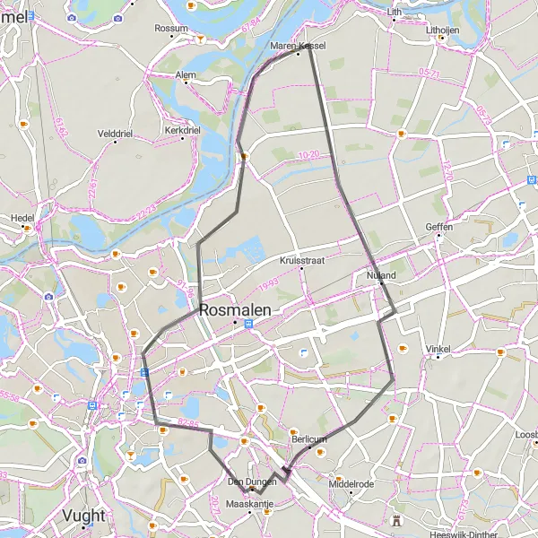 Map miniature of "Gewande and Nuland Loop" cycling inspiration in Noord-Brabant, Netherlands. Generated by Tarmacs.app cycling route planner