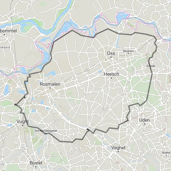 Miniatuurkaart van de fietsinspiratie "Wegroute vanuit Deuteren naar Ravenstein en Sint-Michielsgestel" in Noord-Brabant, Netherlands. Gemaakt door de Tarmacs.app fietsrouteplanner