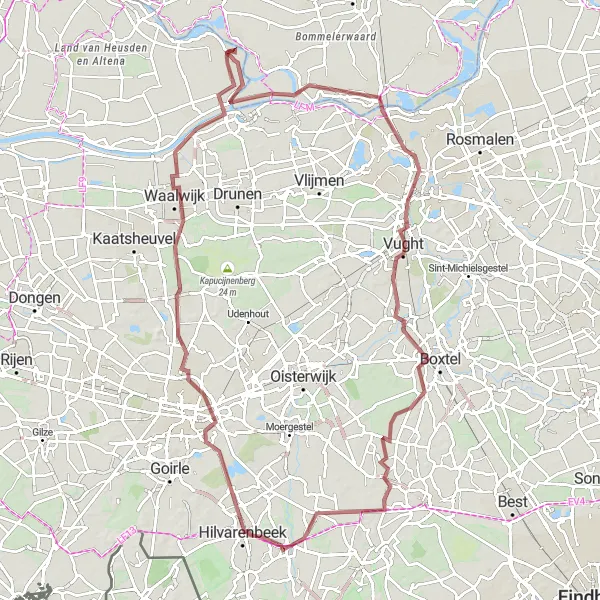 Miniatuurkaart van de fietsinspiratie "Avontuurlijke rit door Het Groene Woud" in Noord-Brabant, Netherlands. Gemaakt door de Tarmacs.app fietsrouteplanner