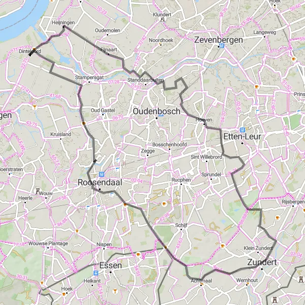 Map miniature of "Hidden Gems of Noord-Brabant" cycling inspiration in Noord-Brabant, Netherlands. Generated by Tarmacs.app cycling route planner