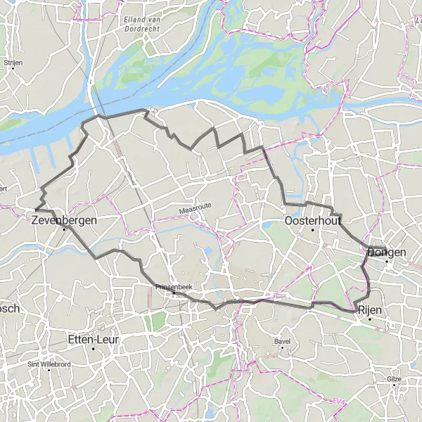 Map miniature of "Dongen - Dorst Loop" cycling inspiration in Noord-Brabant, Netherlands. Generated by Tarmacs.app cycling route planner