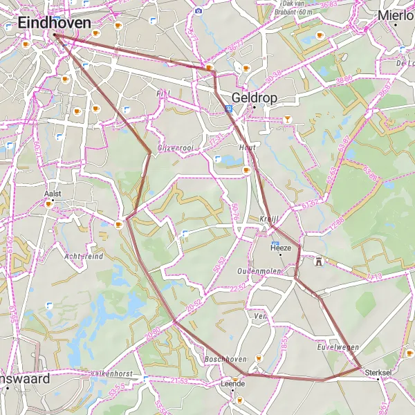 Miniatuurkaart van de fietsinspiratie "Kort grindavontuur in Brabant" in Noord-Brabant, Netherlands. Gemaakt door de Tarmacs.app fietsrouteplanner