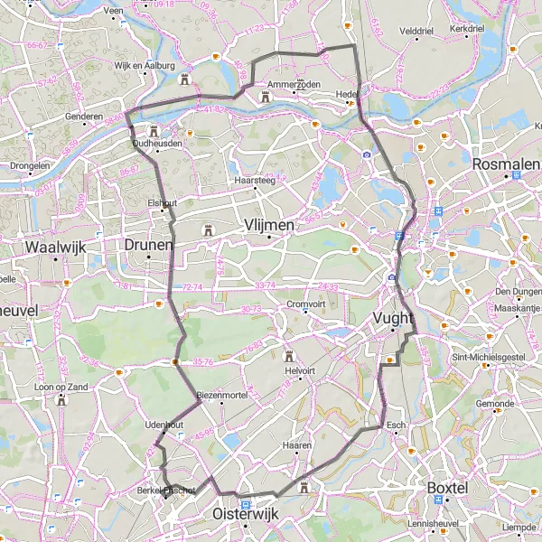 Miniatuurkaart van de fietsinspiratie "Road Fietsroute door Brabantse Landschappen" in Noord-Brabant, Netherlands. Gemaakt door de Tarmacs.app fietsrouteplanner