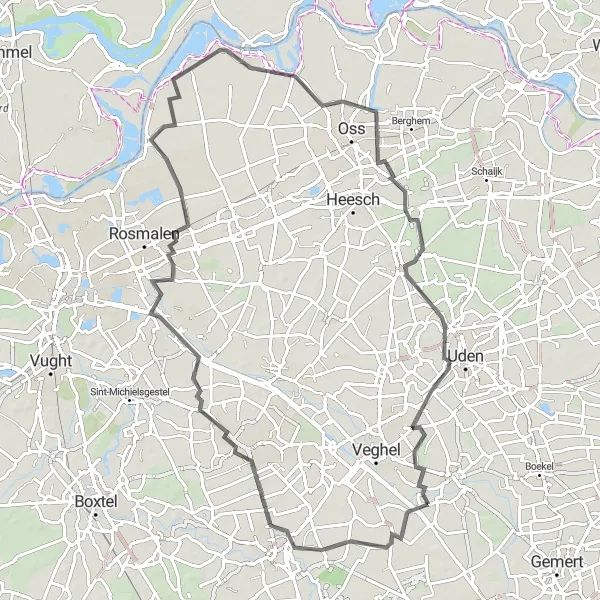 Map miniature of "Road Cycling Adventure from Erp to Keldonk" cycling inspiration in Noord-Brabant, Netherlands. Generated by Tarmacs.app cycling route planner