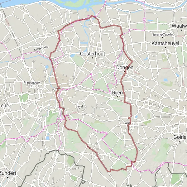 Map miniature of "Gravel Adventure" cycling inspiration in Noord-Brabant, Netherlands. Generated by Tarmacs.app cycling route planner