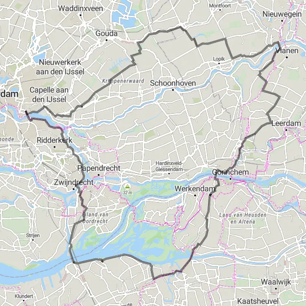 Map miniature of "Historical Journey" cycling inspiration in Noord-Brabant, Netherlands. Generated by Tarmacs.app cycling route planner