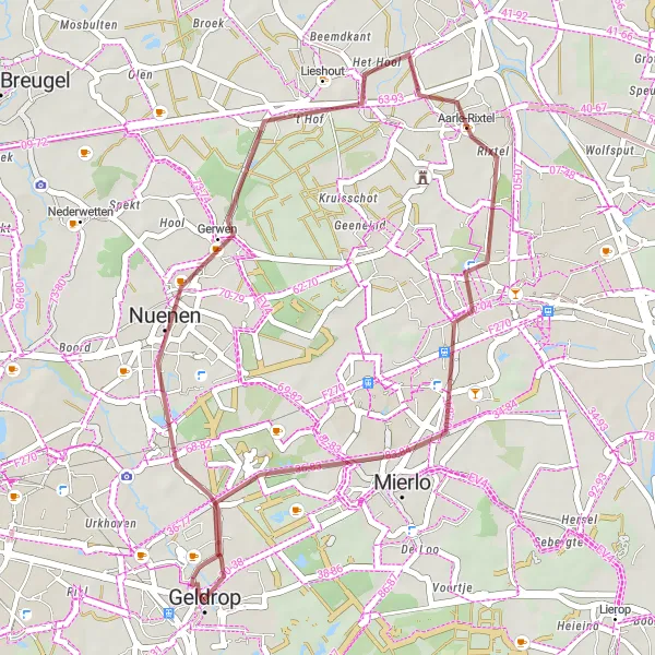 Map miniature of "Nuenen Gravel Ride" cycling inspiration in Noord-Brabant, Netherlands. Generated by Tarmacs.app cycling route planner