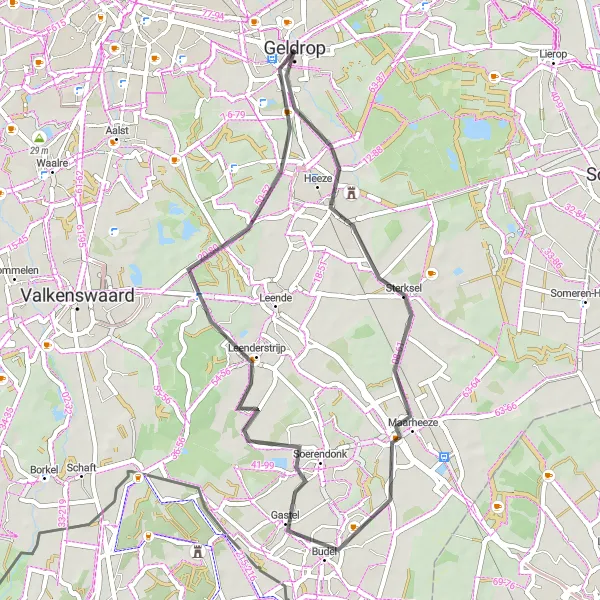Miniatuurkaart van de fietsinspiratie "Korte rit naar Maarheeze" in Noord-Brabant, Netherlands. Gemaakt door de Tarmacs.app fietsrouteplanner