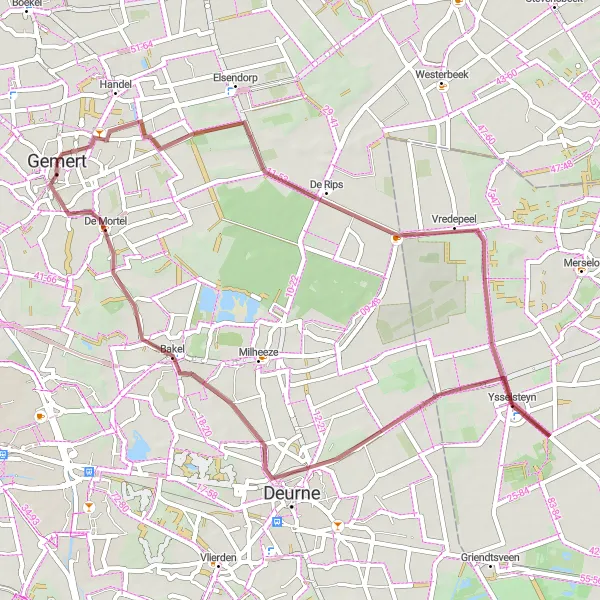 Map miniature of "Gemert - De Rips Loop" cycling inspiration in Noord-Brabant, Netherlands. Generated by Tarmacs.app cycling route planner