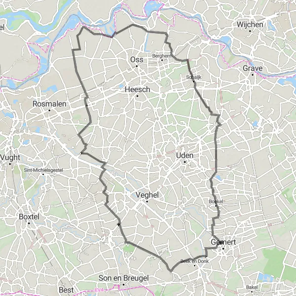 Miniatuurkaart van de fietsinspiratie "Route langs Heereind en Nuland" in Noord-Brabant, Netherlands. Gemaakt door de Tarmacs.app fietsrouteplanner