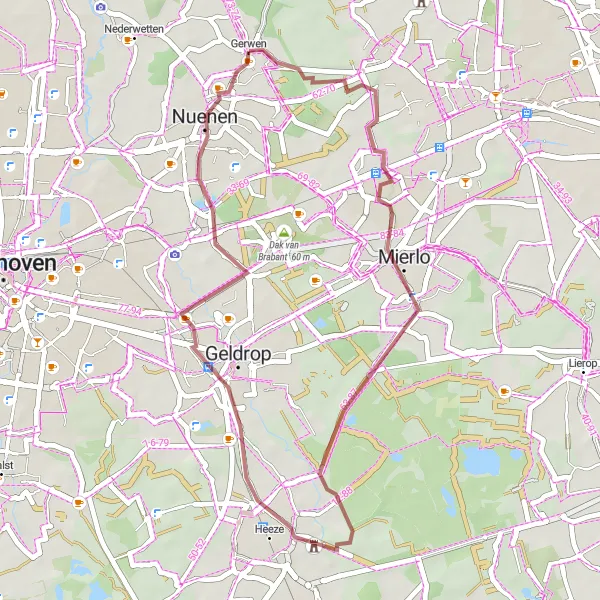 Map miniature of "The Charming Gravel Route of Gerwen" cycling inspiration in Noord-Brabant, Netherlands. Generated by Tarmacs.app cycling route planner
