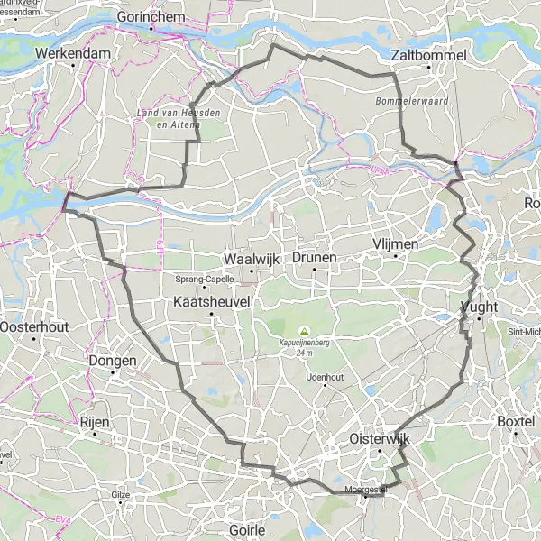 Map miniature of "The Giessen River Loop" cycling inspiration in Noord-Brabant, Netherlands. Generated by Tarmacs.app cycling route planner