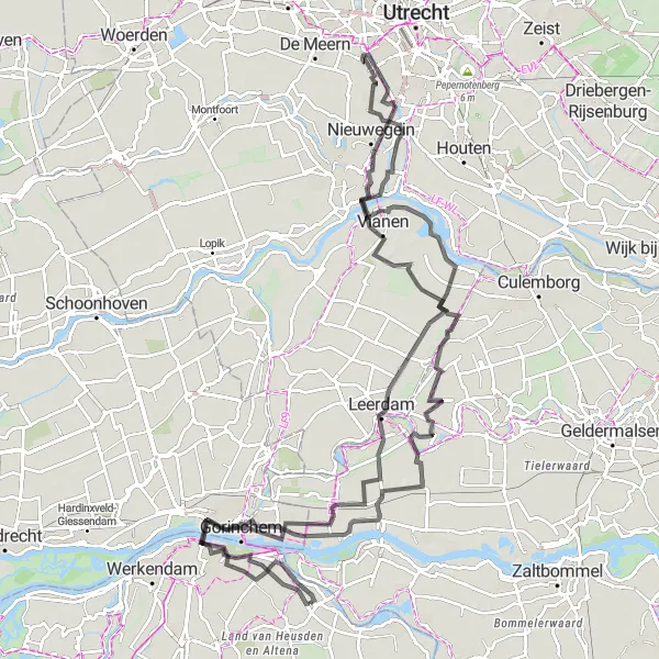 Map miniature of "Giessen to Dalem Scenic Ride" cycling inspiration in Noord-Brabant, Netherlands. Generated by Tarmacs.app cycling route planner