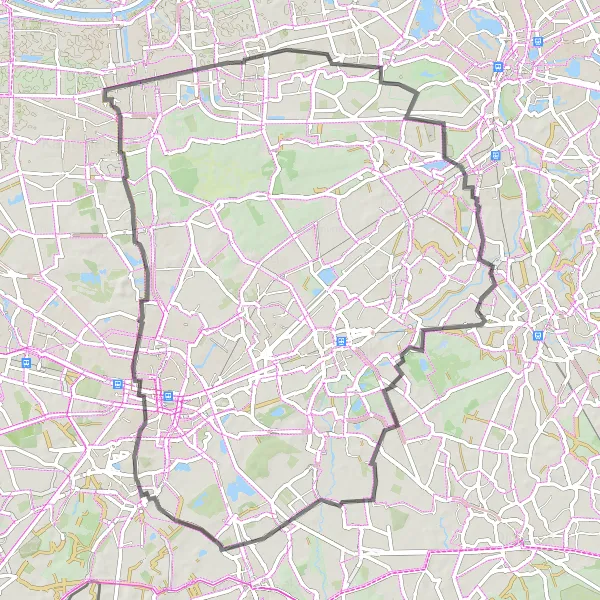Map miniature of "The Charming Road Expedition" cycling inspiration in Noord-Brabant, Netherlands. Generated by Tarmacs.app cycling route planner