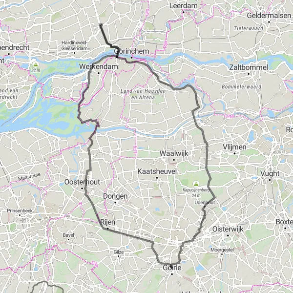 Map miniature of "Challenging Loop around Groenewoud" cycling inspiration in Noord-Brabant, Netherlands. Generated by Tarmacs.app cycling route planner