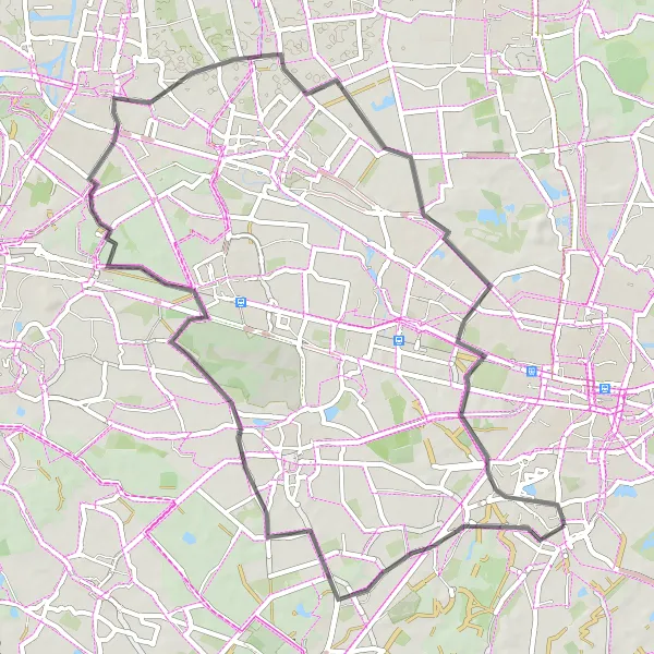 Map miniature of "Oosteind to Goirle Cycling" cycling inspiration in Noord-Brabant, Netherlands. Generated by Tarmacs.app cycling route planner