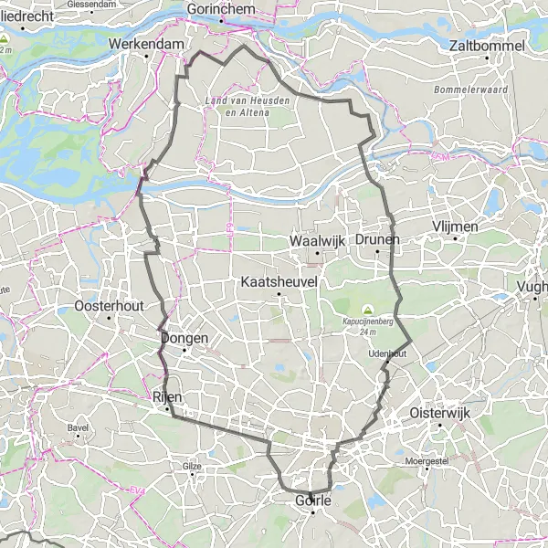 Map miniature of "Groenewoud and Back: A Road Cycling Adventure" cycling inspiration in Noord-Brabant, Netherlands. Generated by Tarmacs.app cycling route planner