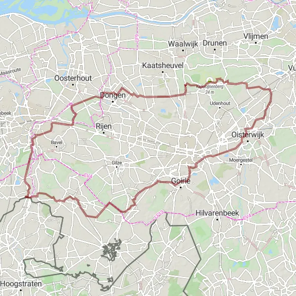 Map miniature of "Haaren to Dorst" cycling inspiration in Noord-Brabant, Netherlands. Generated by Tarmacs.app cycling route planner