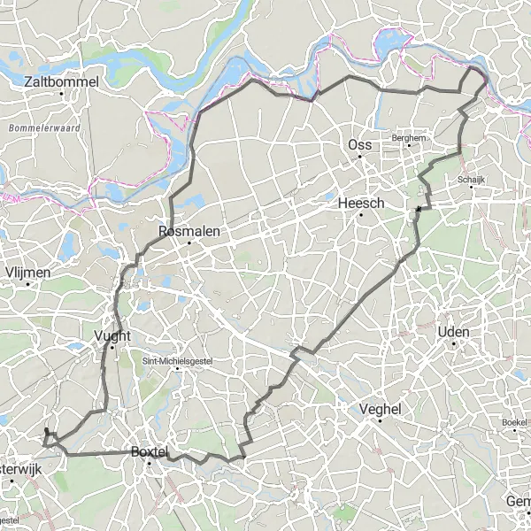 Miniatuurkaart van de fietsinspiratie "Wegroute door Woeste Stilte en Neerlangel" in Noord-Brabant, Netherlands. Gemaakt door de Tarmacs.app fietsrouteplanner