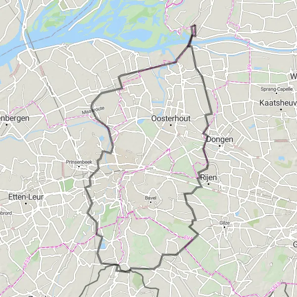 Map miniature of "Raamsdonk Race" cycling inspiration in Noord-Brabant, Netherlands. Generated by Tarmacs.app cycling route planner