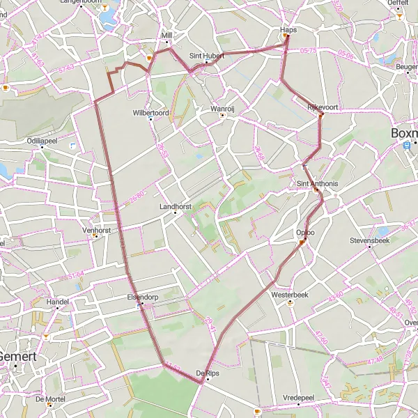 Map miniature of "Off the Beaten Path" cycling inspiration in Noord-Brabant, Netherlands. Generated by Tarmacs.app cycling route planner