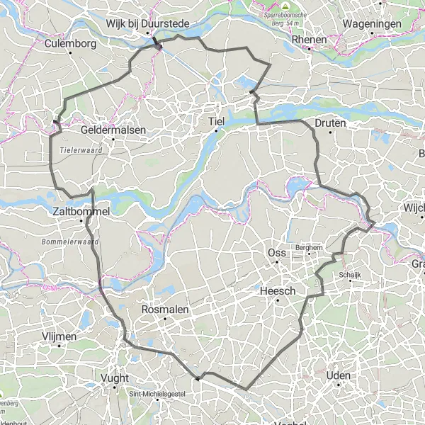 Map miniature of "'s-Hertogenbosch Adventure" cycling inspiration in Noord-Brabant, Netherlands. Generated by Tarmacs.app cycling route planner