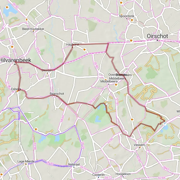 Map miniature of "The Haghorst Loop" cycling inspiration in Noord-Brabant, Netherlands. Generated by Tarmacs.app cycling route planner