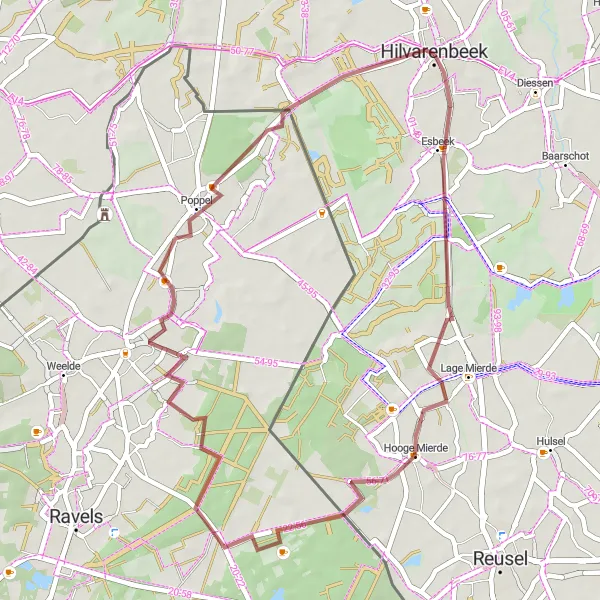 Map miniature of "Hooge Mierde Haven" cycling inspiration in Noord-Brabant, Netherlands. Generated by Tarmacs.app cycling route planner