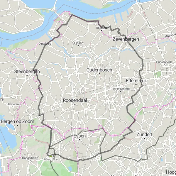 Map miniature of "Noord-Brabant Heritage" cycling inspiration in Noord-Brabant, Netherlands. Generated by Tarmacs.app cycling route planner