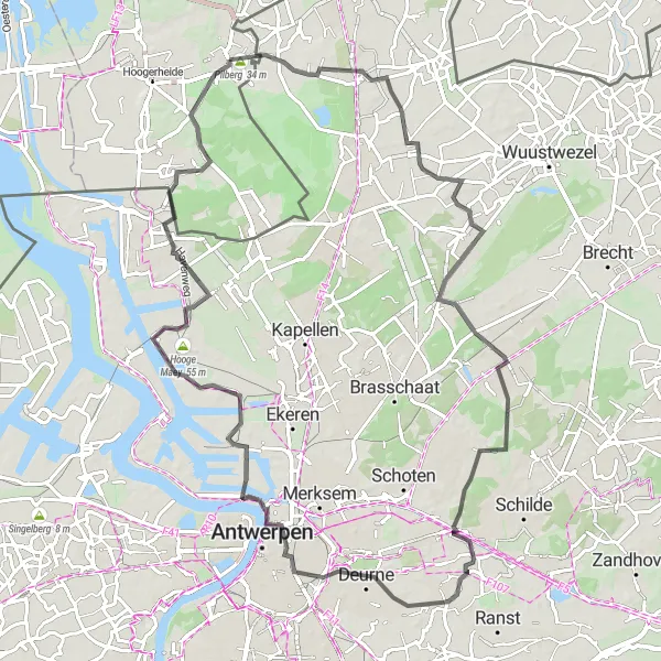 Map miniature of "Glimpses of Nature" cycling inspiration in Noord-Brabant, Netherlands. Generated by Tarmacs.app cycling route planner