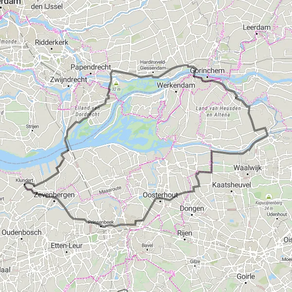 Map miniature of "Admire the Natural Beauty of Noord-Brabant" cycling inspiration in Noord-Brabant, Netherlands. Generated by Tarmacs.app cycling route planner