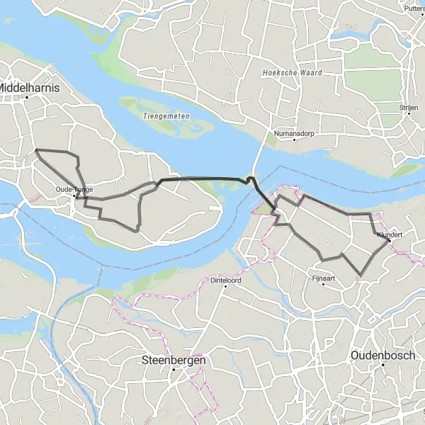 Map miniature of "Immerse Yourself in the Beauty of rural Noord-Brabant" cycling inspiration in Noord-Brabant, Netherlands. Generated by Tarmacs.app cycling route planner