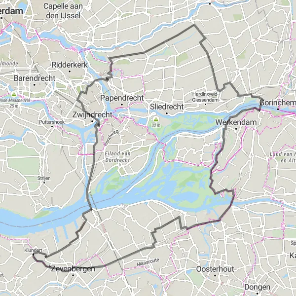 Miniatuurkaart van de fietsinspiratie "Klundert en omgeving" in Noord-Brabant, Netherlands. Gemaakt door de Tarmacs.app fietsrouteplanner