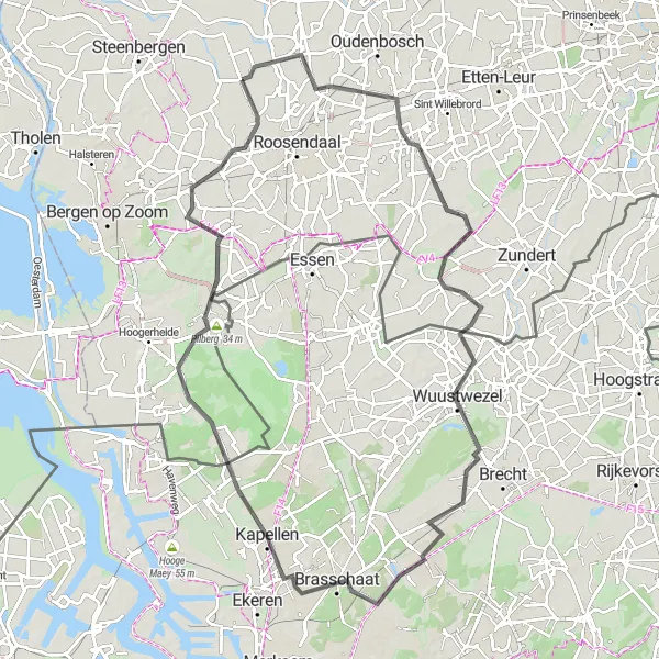 Map miniature of "Zegge Loop" cycling inspiration in Noord-Brabant, Netherlands. Generated by Tarmacs.app cycling route planner