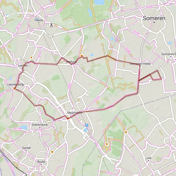 Miniatuurkaart van de fietsinspiratie "Fietsen door het groene hart van Noord-Brabant" in Noord-Brabant, Netherlands. Gemaakt door de Tarmacs.app fietsrouteplanner