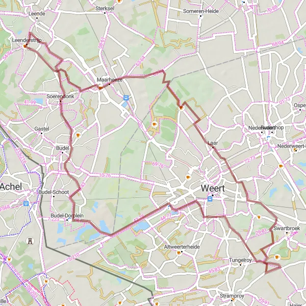 Map miniature of "The Hidden Gem" cycling inspiration in Noord-Brabant, Netherlands. Generated by Tarmacs.app cycling route planner