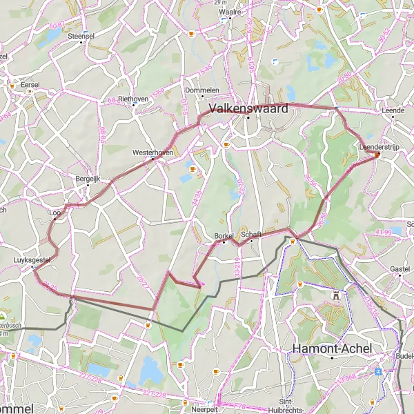 Map miniature of "Schaft and Valkenswaard Gravel Route" cycling inspiration in Noord-Brabant, Netherlands. Generated by Tarmacs.app cycling route planner