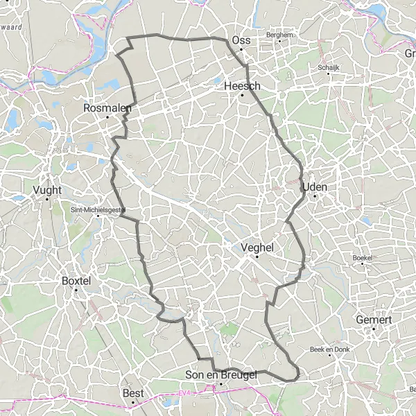 Miniatuurkaart van de fietsinspiratie "Wegroute naar Mariahout" in Noord-Brabant, Netherlands. Gemaakt door de Tarmacs.app fietsrouteplanner
