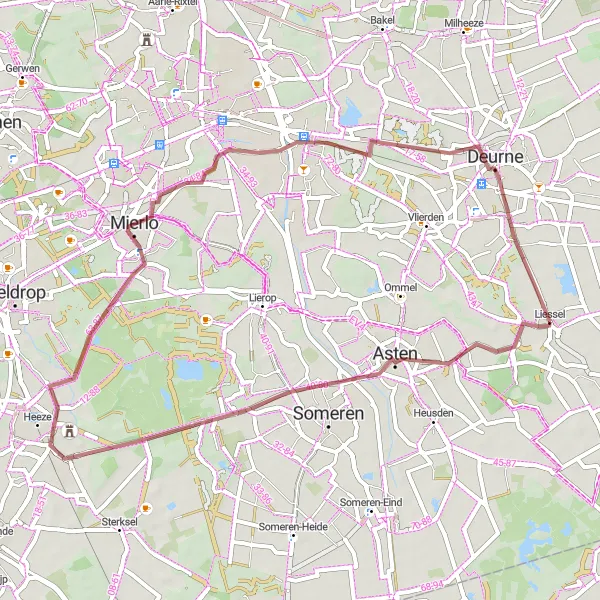 Map miniature of "Off the Beaten Path" cycling inspiration in Noord-Brabant, Netherlands. Generated by Tarmacs.app cycling route planner