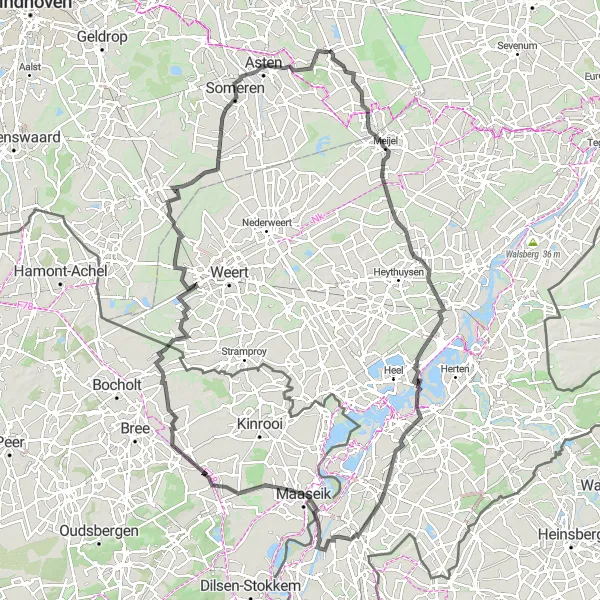 Map miniature of "Scenic Countryside and Historical Gems" cycling inspiration in Noord-Brabant, Netherlands. Generated by Tarmacs.app cycling route planner