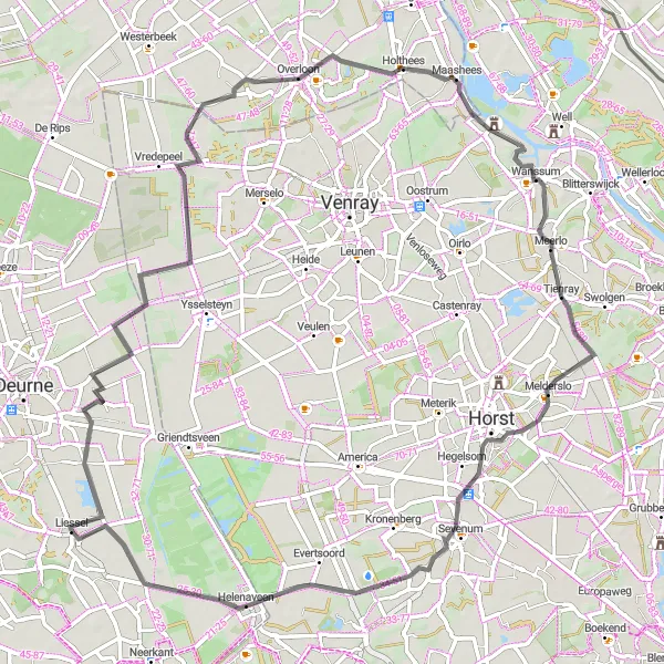 Miniatuurkaart van de fietsinspiratie "Ontdek Noord-Brabant op de fiets" in Noord-Brabant, Netherlands. Gemaakt door de Tarmacs.app fietsrouteplanner