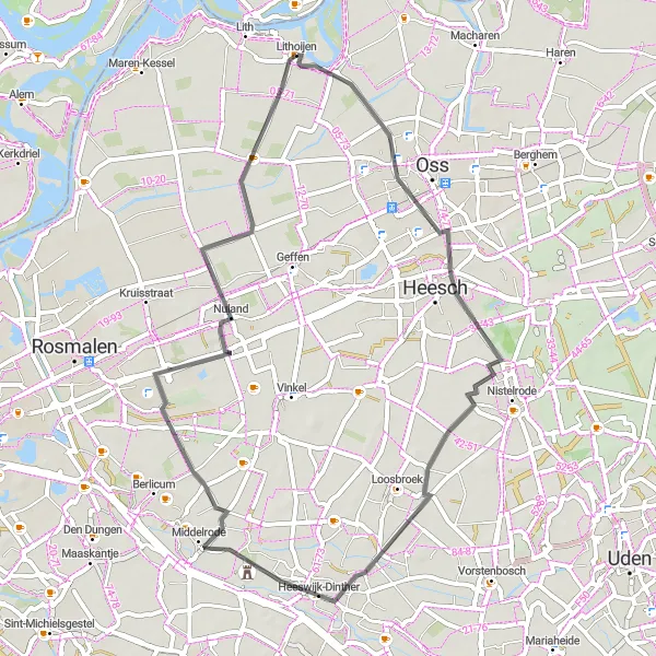 Map miniature of "Lith Round-a-pound" cycling inspiration in Noord-Brabant, Netherlands. Generated by Tarmacs.app cycling route planner