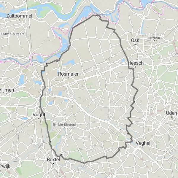 Map miniature of "The Mun Challenge" cycling inspiration in Noord-Brabant, Netherlands. Generated by Tarmacs.app cycling route planner