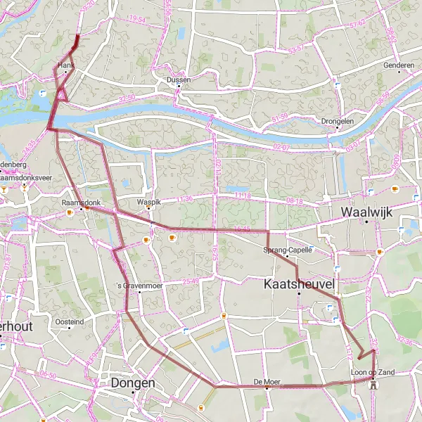 Miniatuurkaart van de fietsinspiratie "Gravelroute naar 's Gravenmoer" in Noord-Brabant, Netherlands. Gemaakt door de Tarmacs.app fietsrouteplanner