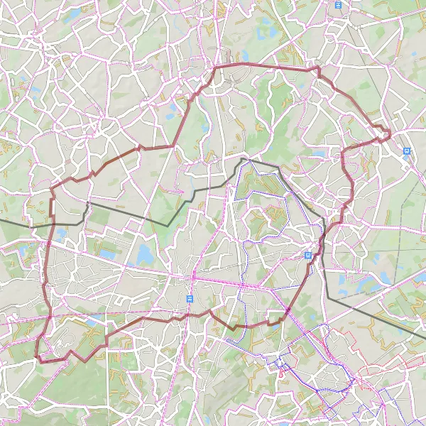 Map miniature of "Overpelt Gravel Adventure" cycling inspiration in Noord-Brabant, Netherlands. Generated by Tarmacs.app cycling route planner