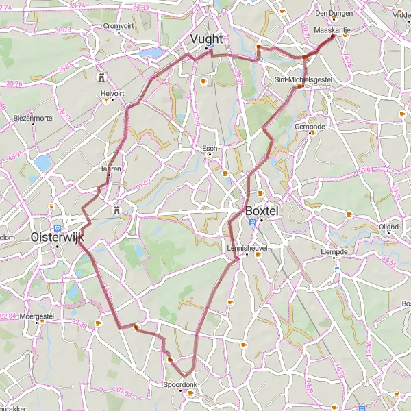 Miniatuurkaart van de fietsinspiratie "Gravelroute door Sint-Michielsgestel en Haaren" in Noord-Brabant, Netherlands. Gemaakt door de Tarmacs.app fietsrouteplanner